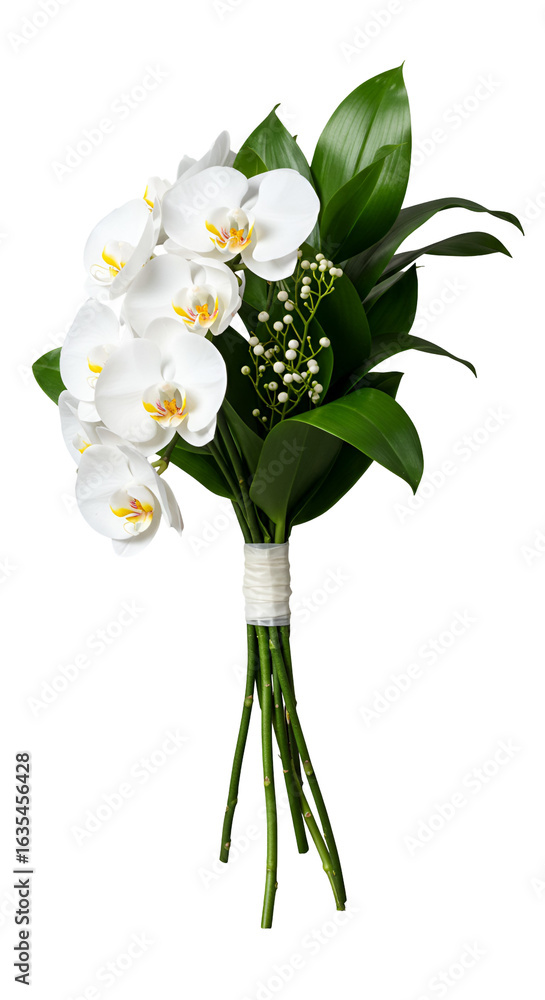 Obraz premium Isolated Photo of White Orchid Bouquet on Transparent Background