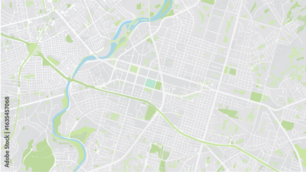 Fototapeta premium Vector aerial view of a city map with river and green spaces showcasing urban planning and infrastructure design