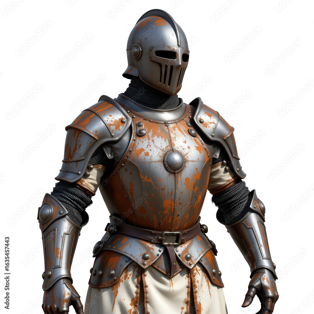 Fototapeta premium Antique Medieval Knight Armor with Rust Details and Historical Feel