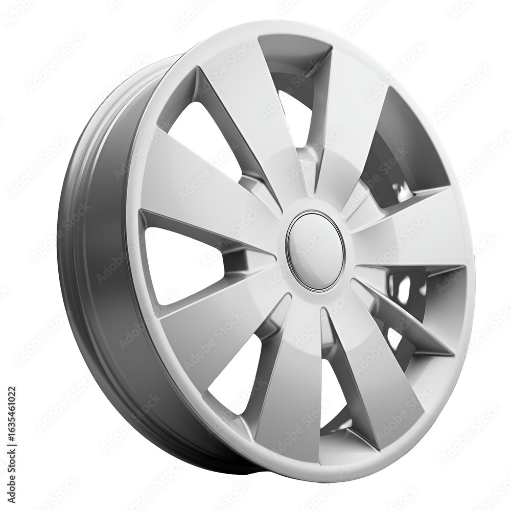 Fototapeta premium Isolated Photo of White Car Wheel Rim in a Transparent Background