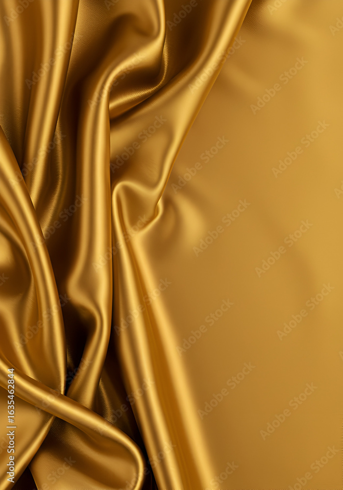 Fototapeta premium Golden Silk Fabric Illustration with Elegant Wavy Texture and Smooth Surface