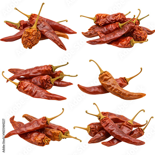 Isolated Red Chili Pepper Assortment on Transparent Background