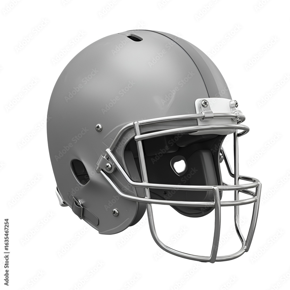 Fototapeta premium Isolated Realistic Gray Football Helmet Object on Transparent Background