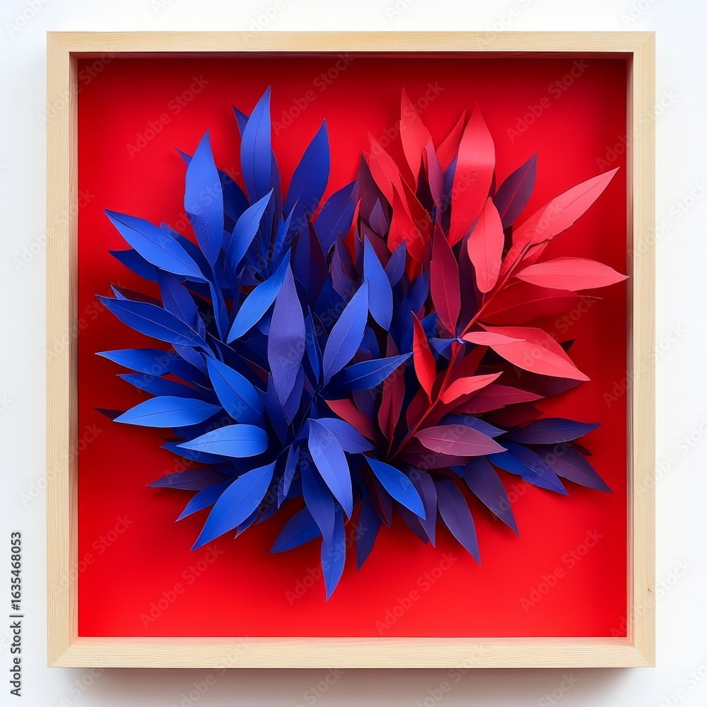 Obraz premium Intricate arrangement of vibrant paper leaves.
