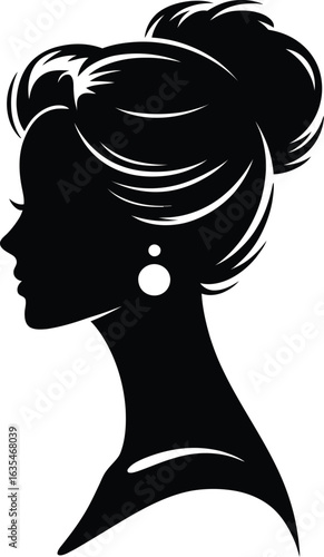 Elegant woman profile with styled hair and earring