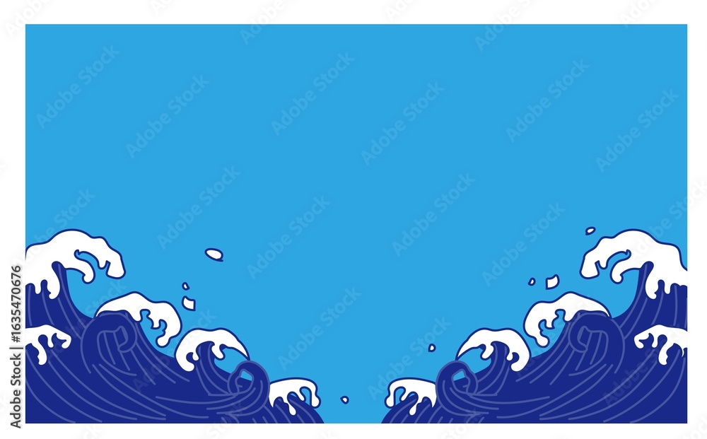 Naklejka premium 高波のイラスト背景素材