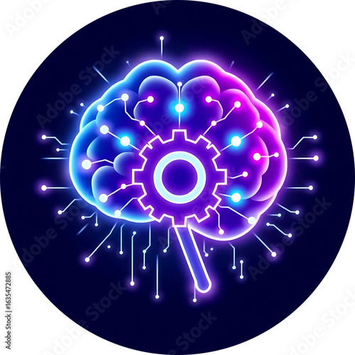 Abstract AI Brain with Glowing Nodes Symbol