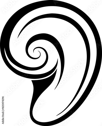 The Human Ear's Cochlea Spiral Abstract Line Art Vector