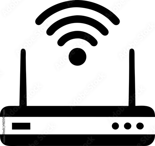 Wireless Internet Router with Signal Waves Icon