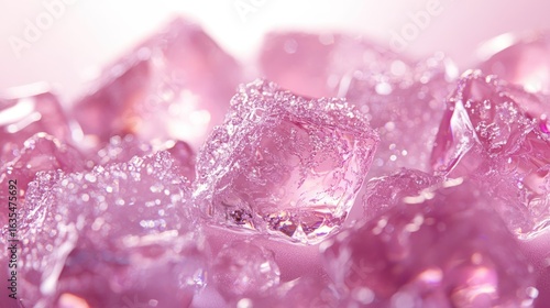 Close-up of many pink ice crystals