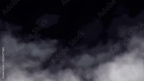 Fog and smoke effect on black background for video editing. Slow horizontal scrolling. Infinite repeat loop