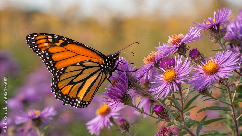 Fototapeta premium monarch butterfly on purple flower