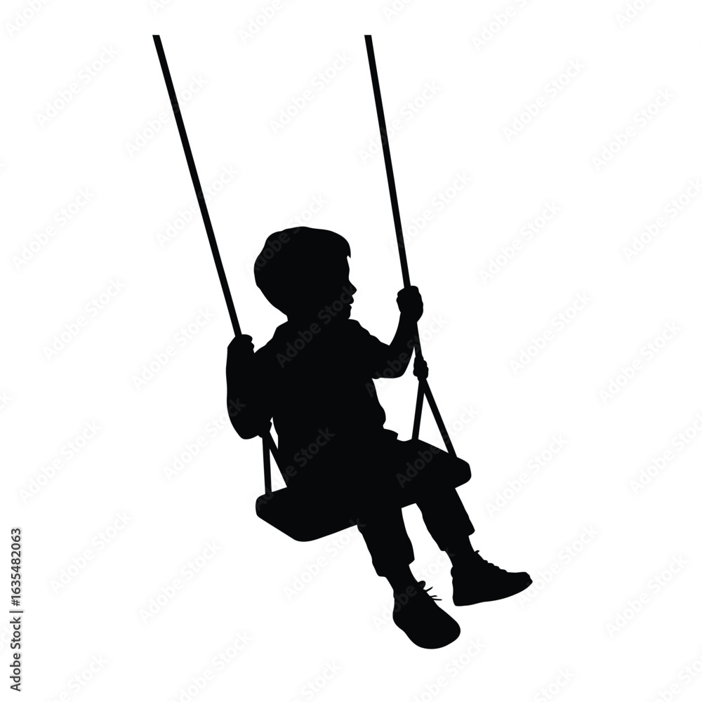 Obraz premium Silhouette of a child swinging on a playground swing