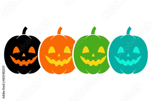 set of jack o lantern silhouette vector illustration
