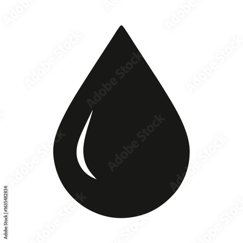 Minimalist black water drop symbol liquid fluid