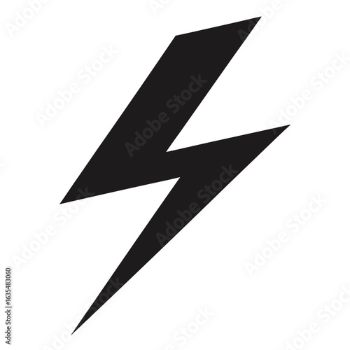 Sharp angular black lightning bolt icon electricity power