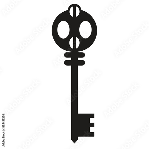 Stylized black silhouette of an antique skeleton key antique key vintage key