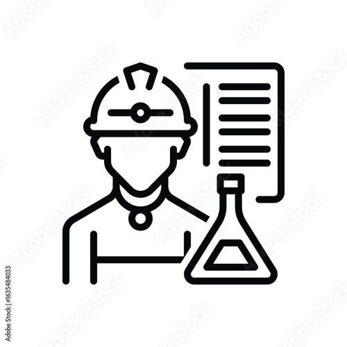 Black line icon for researcher