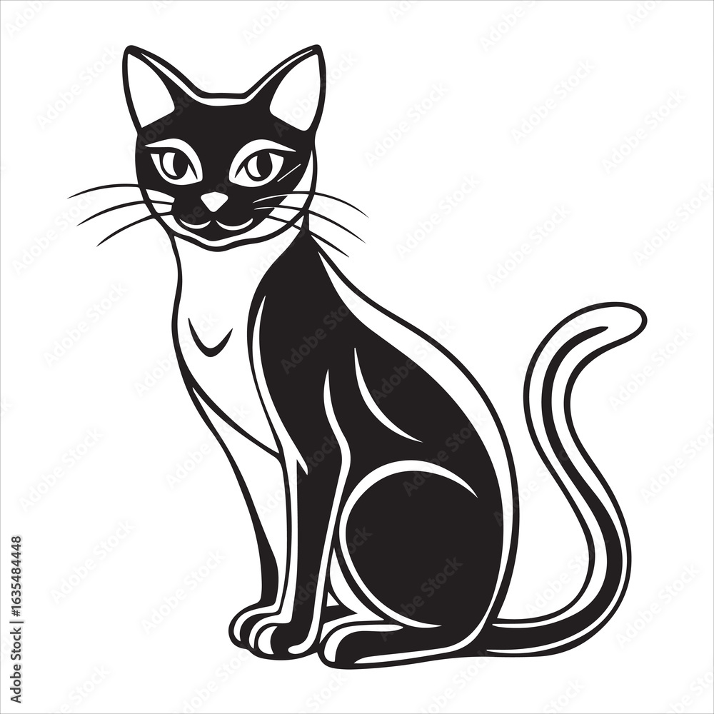Obraz premium cat sitting silhouette vector art