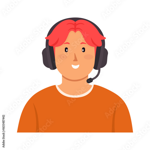 Illustration of Avatar Man Wearing Headset