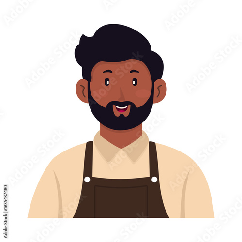 Illustration of Avatar Smiling Shopkeeper with Apron