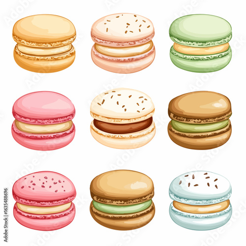 Macaron cookie pattern. Exquisite vector patterns