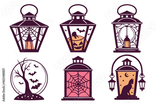 Wallpaper Mural set of haunted lantern silhouette vector illustration Torontodigital.ca