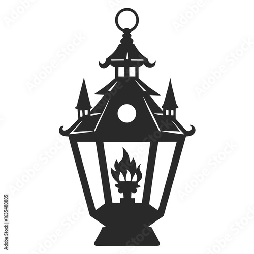 haunted lantern silhouette vector illustration