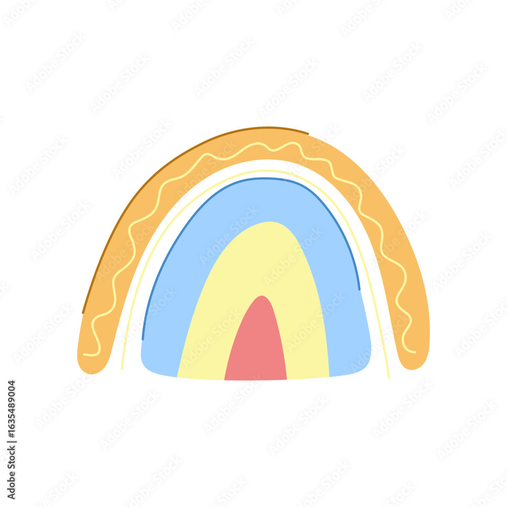 Naklejka premium earthy baby boho rainbow cartoon vector illustration