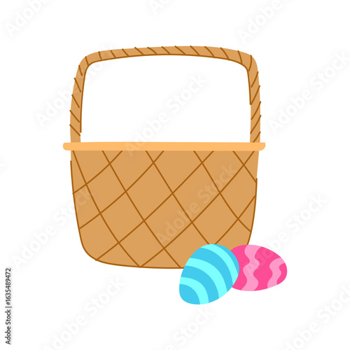 spring basket easter cartoon vector illustration