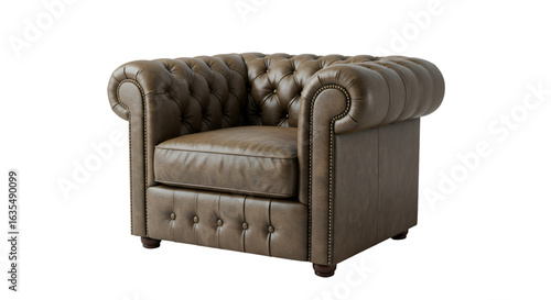 Wallpaper Mural Isolated Brown Leather Chair on Transparent Background a 3D Illustration Torontodigital.ca