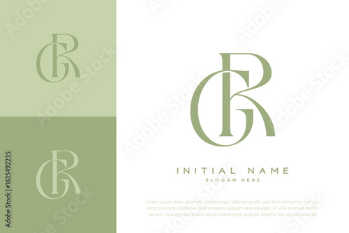 GR RG initial handwriting and luxury logo