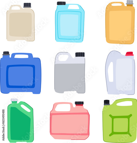 canister plastic set cartoon vector illustration