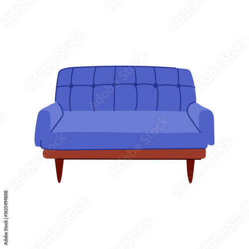 sectional couch leather cartoon vector illustration