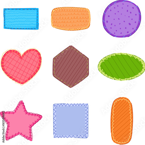 fabric patches set cartoon vector illustration