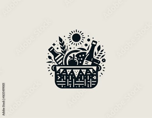 picnic basket icon vector logo
