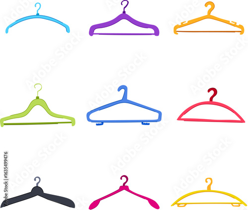 hanger plastic set cartoon vector illustration