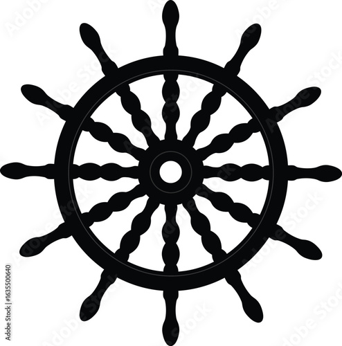 crisp clean stylish elegant modern detailed professional high quality Nautical Wheel Silhouette on Transparent Background