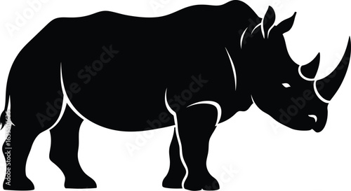 Silhouette of a rhinoceros, vector illustration for wildlife and conservation designs, endangered species