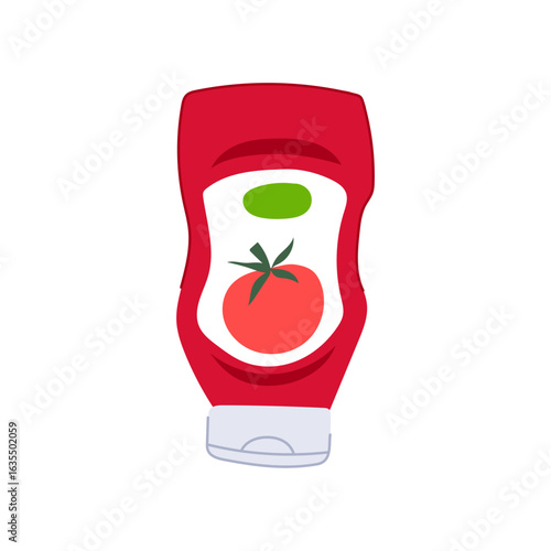 lid ketchup bottle cartoon vector illustration