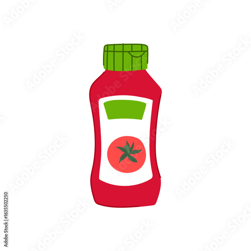 label ketchup bottle cartoon vector illustration