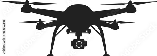 clean stylish elegant modern detailed professional high quality Silhouette of a Drone on Transparent Background