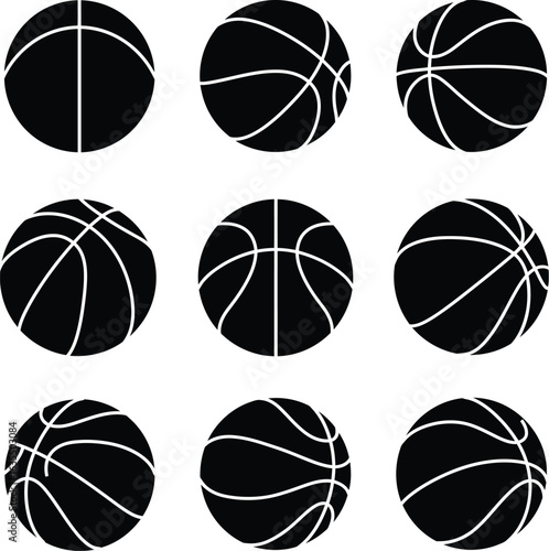 stylish elegant modern detailed professional high quality Black and White Basketball Silhouettes on Transparent Background