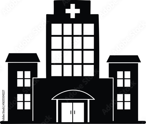 stylish elegant modern detailed professional high quality Silhouette of a Hospital Building on Transparent Background