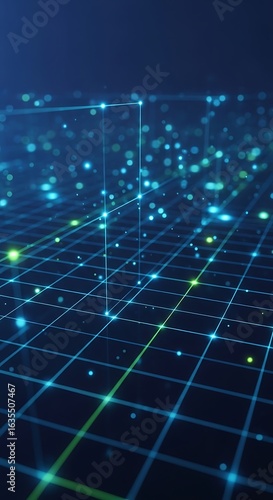 Interconnected Network: Abstract Grid with Luminous Points Symbolizing Digital Communication