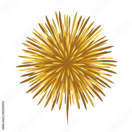 Isolated Gold Fireworks Burst Illustration Against Transparent Background