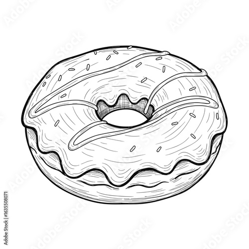 Outline illustration of a glazed donut with sprinkles  