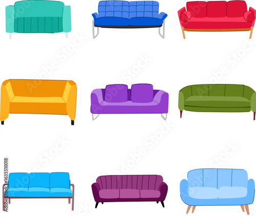 reception sofa set cartoon vector illustration