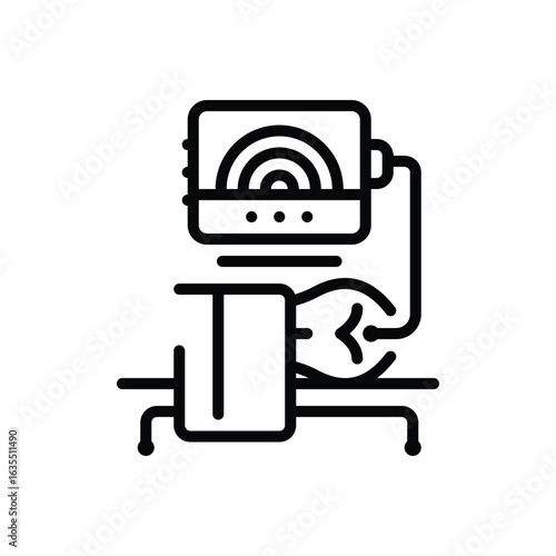 Black line icon for colonoscopy