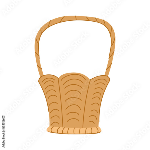 rustic wicker basket cartoon vector illustration